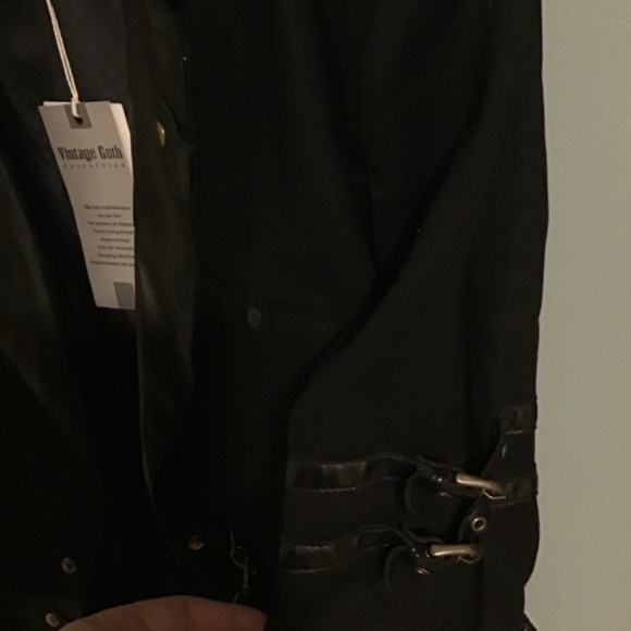Men’s black jacket with faux leather lapel. Goth NWT - Picture 3 of 4
